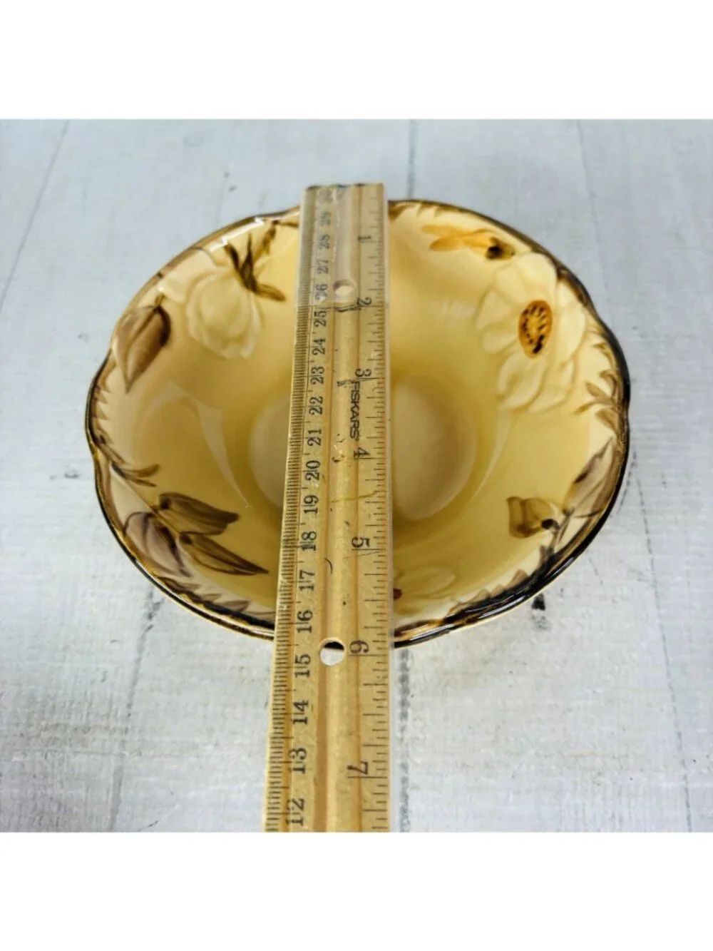 Franciscan CAFE ROYAL Embossed Flower Brown Leave Earthenware Cereal Bowls Set 5
